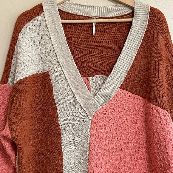 Free People Colorblock Knit Romper - Pink, Cream, and Brown - Picture 9 of 12